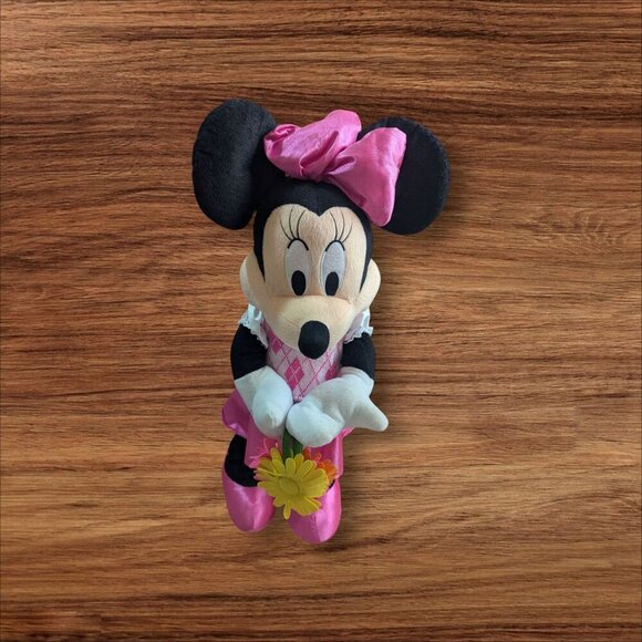Disney Minnie Mouse Plush Doll In Pink Dress Holding Flowers 25"Easter Greeter - Picture 1 of 8
